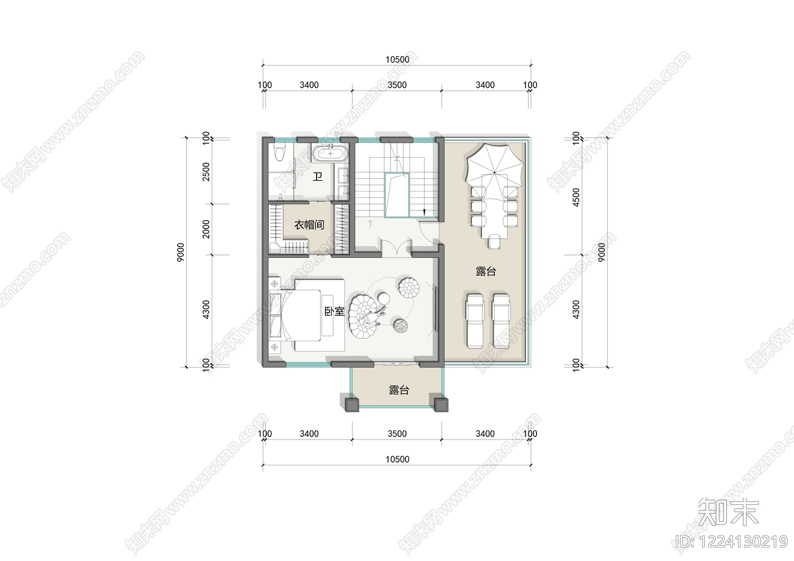 别墅建筑cad施工图下载【ID:1224130219】