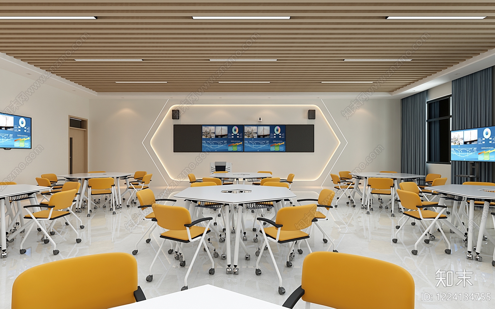 现代简约教室3D模型下载【ID:1224134755】