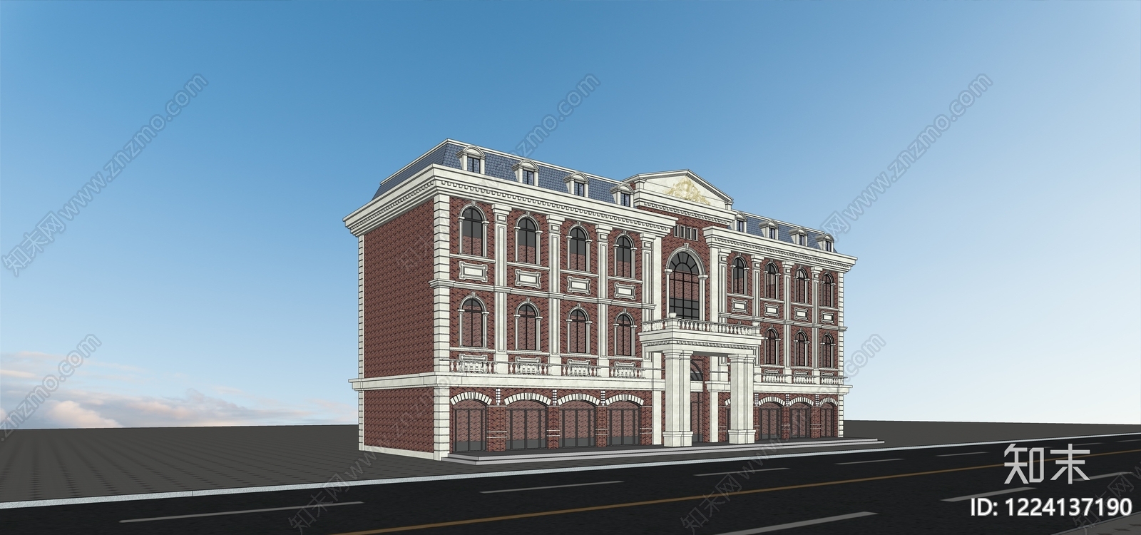 欧式风格建筑SU模型下载【ID:1224137190】