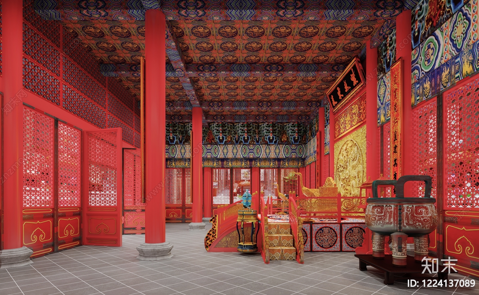 中式博物馆3D模型下载【ID:1224137089】