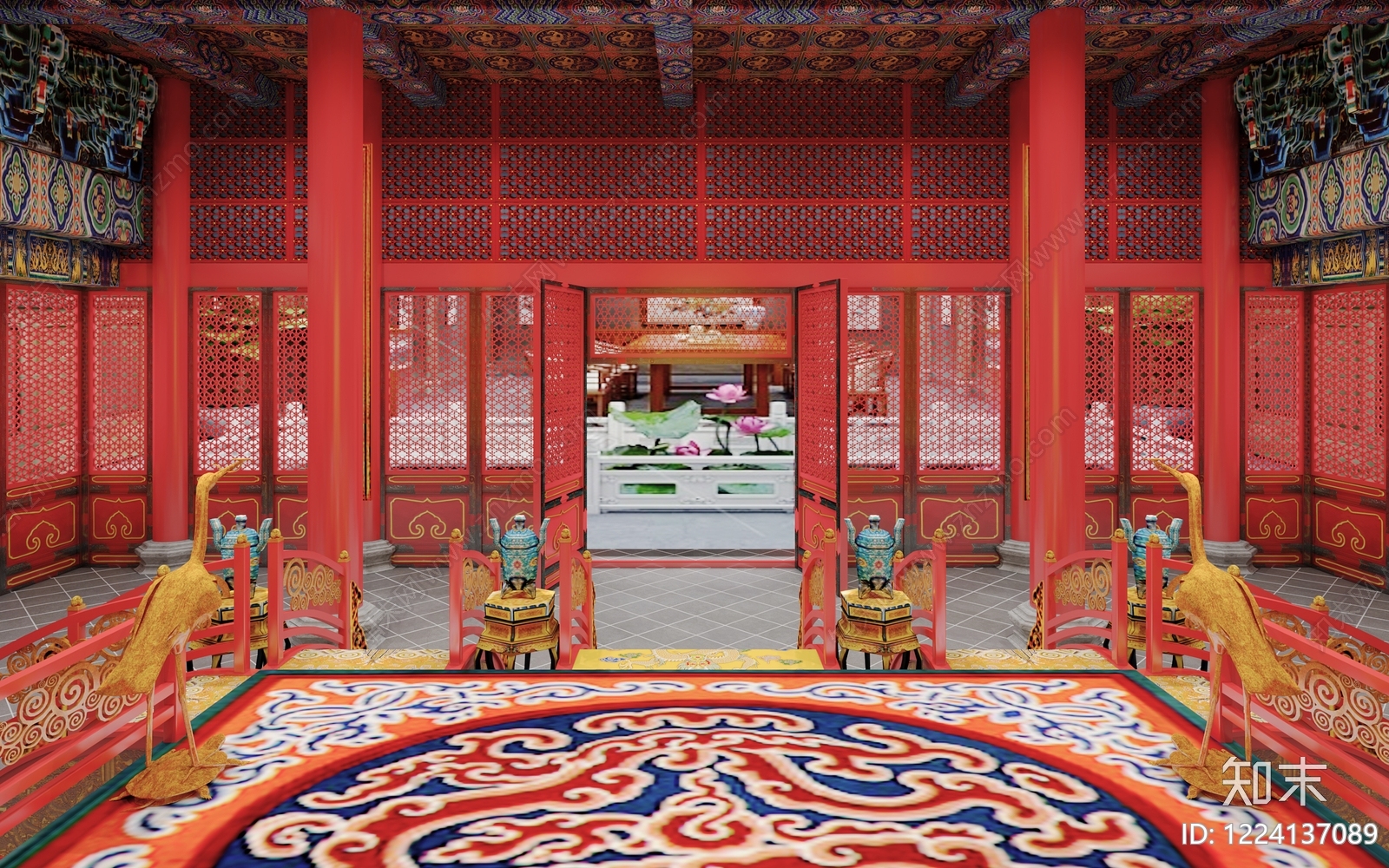 中式博物馆3D模型下载【ID:1224137089】