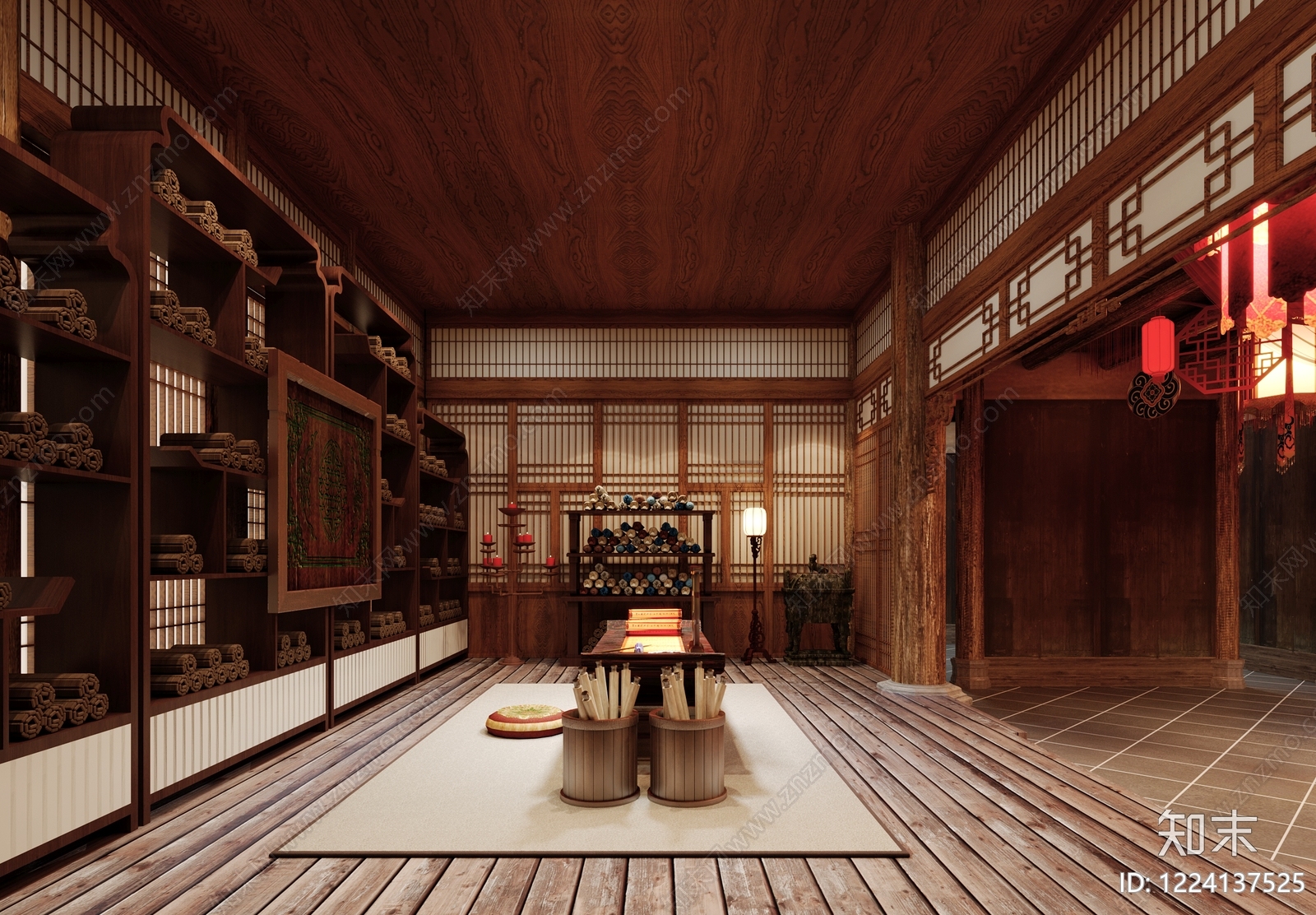 中式中餐厅3D模型下载【ID:1224137525】