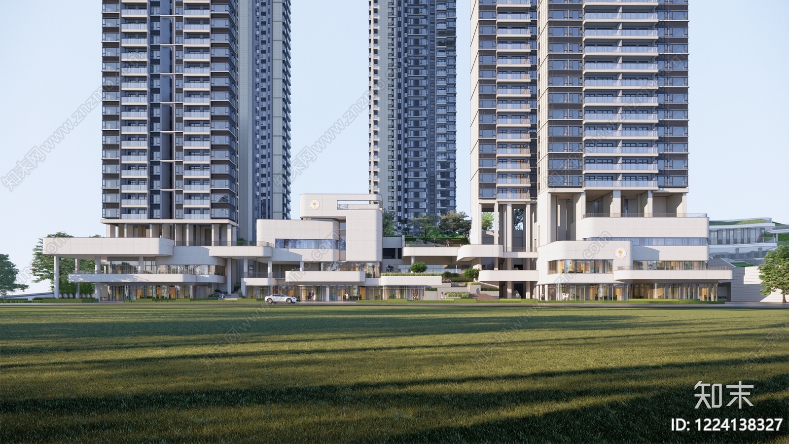 现代主义小区建筑SU模型下载【ID:1224138327】