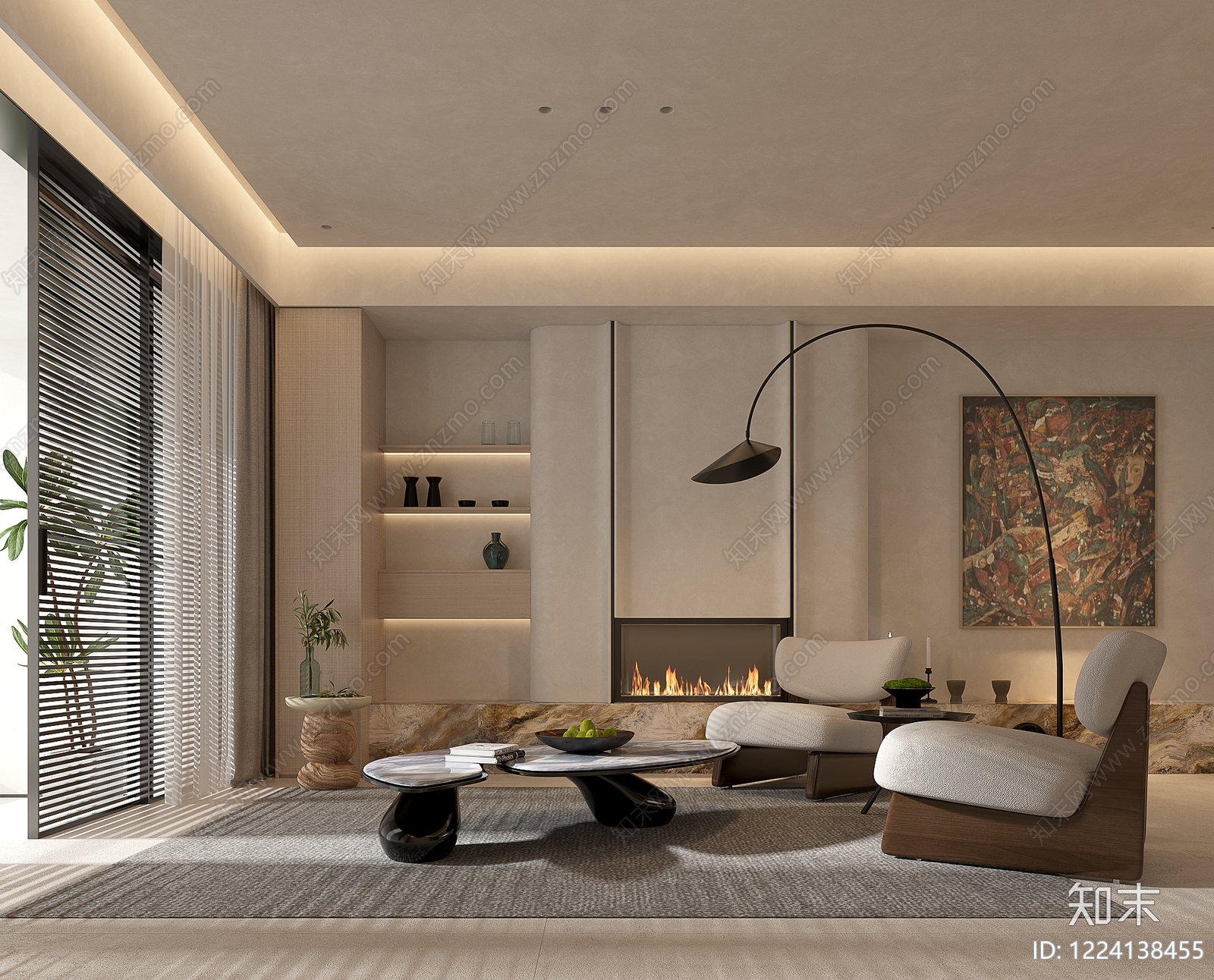 侘寂家居客厅3D模型下载【ID:1224138455】