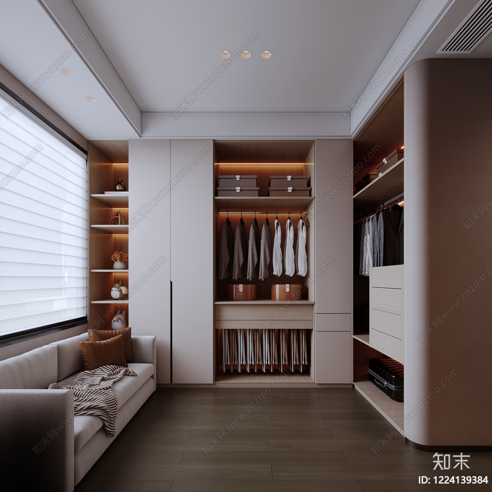 现代简约衣帽间3D模型下载【ID:1224139384】