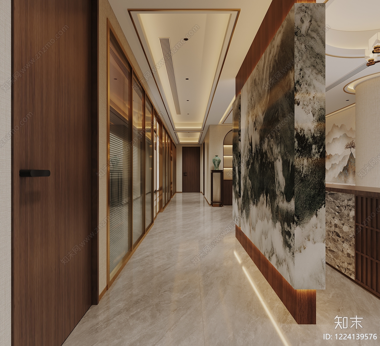 新中式酒店大堂3D模型下载【ID:1224139576】