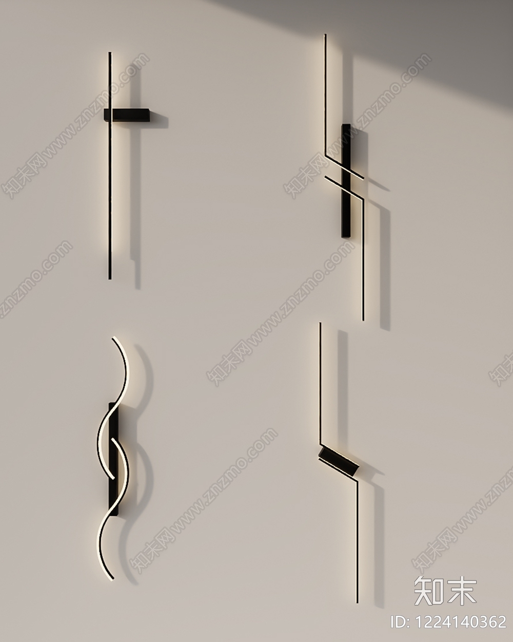 极简灯具组合3D模型下载【ID:1224140362】
