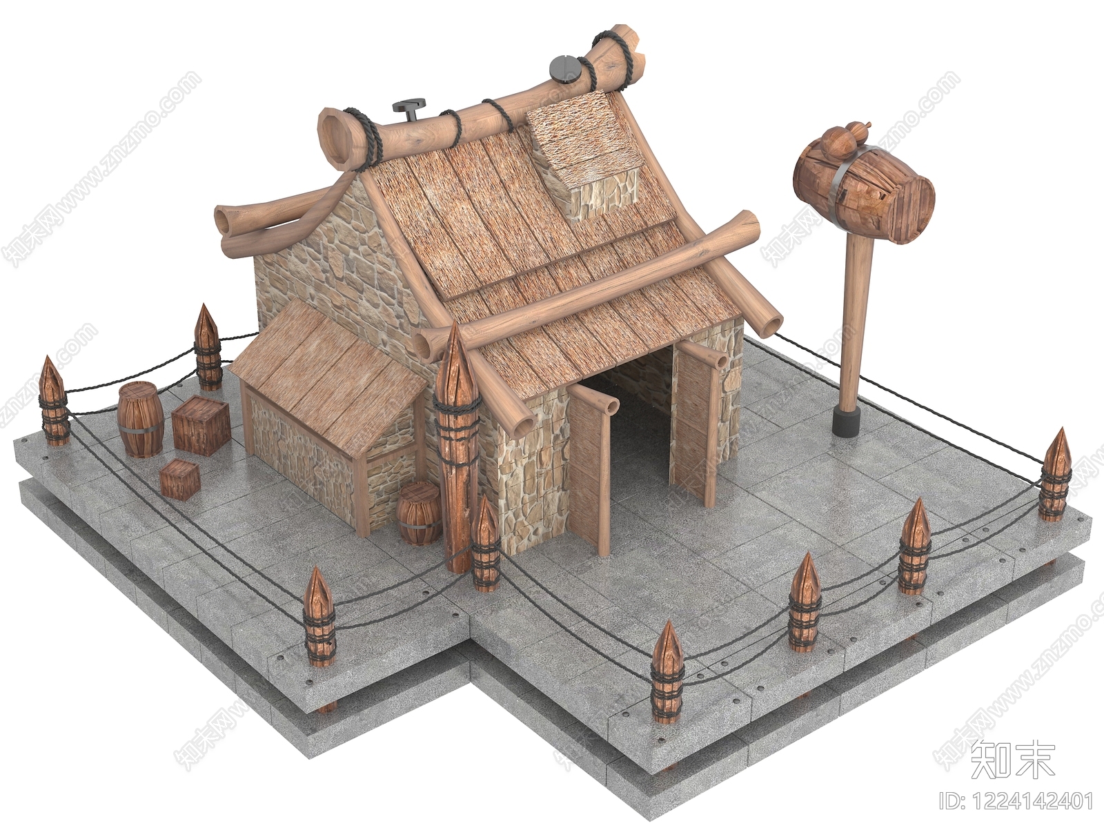 中式古建古建3D模型下载【ID:1224142401】