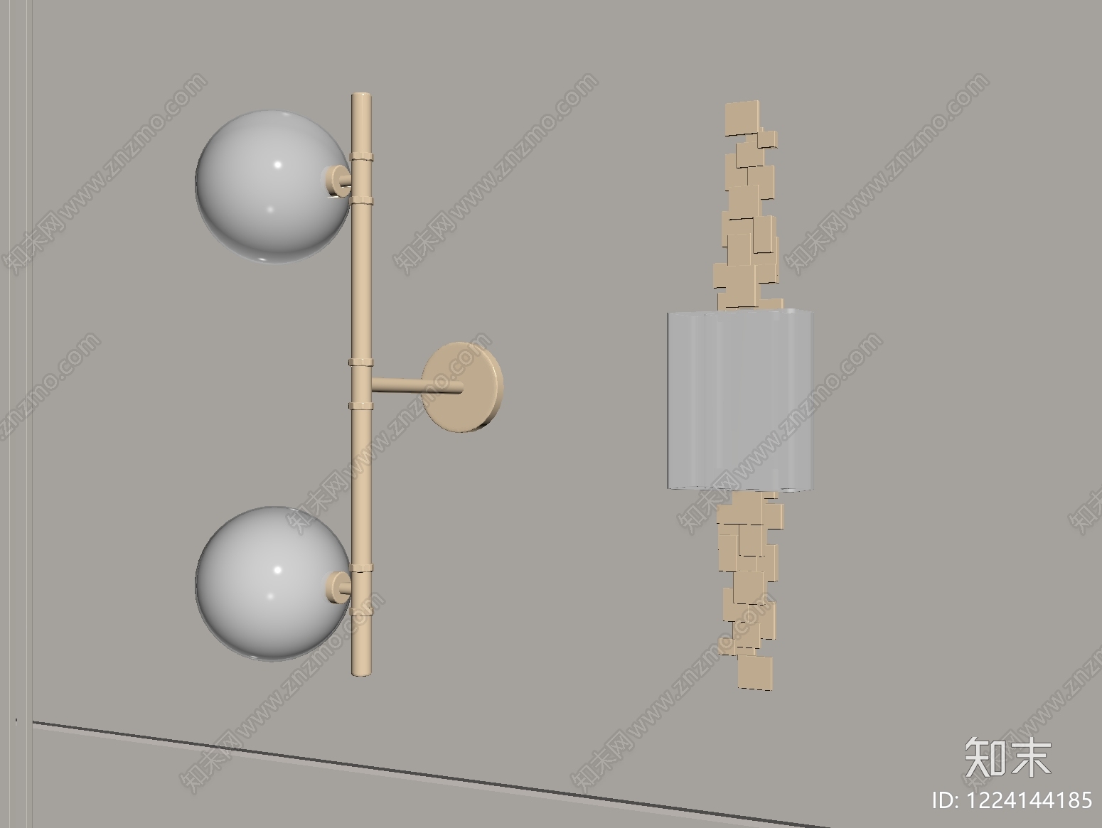 奶油风灯具组合SU模型下载【ID:1224144185】