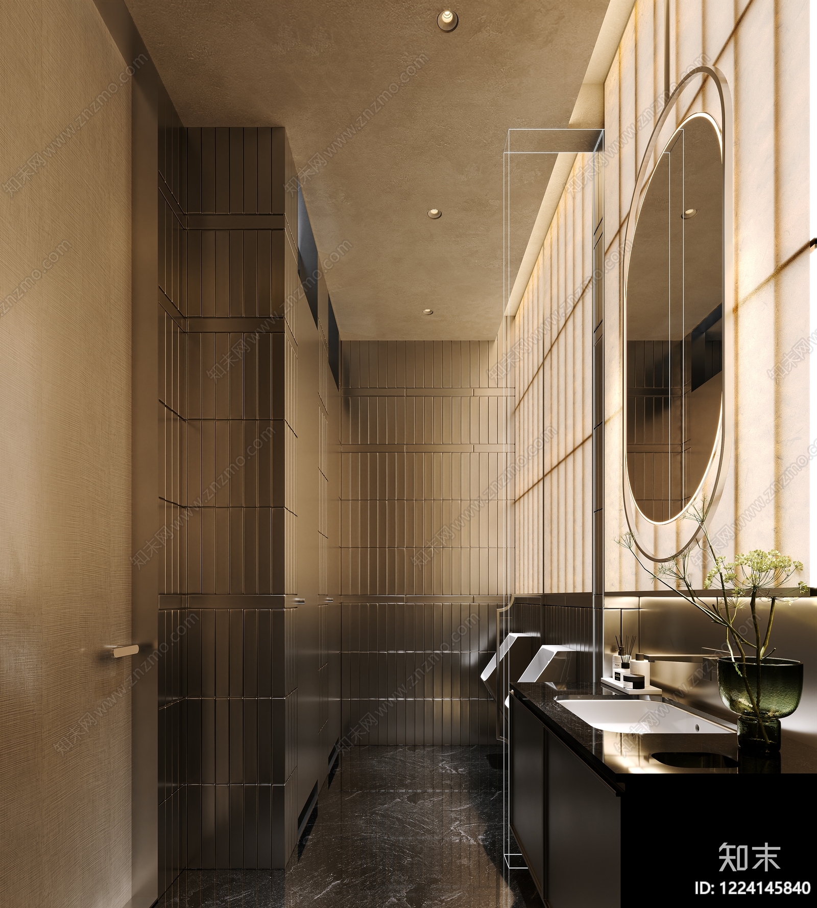 轻奢酒店卫生间3D模型下载【ID:1224145840】