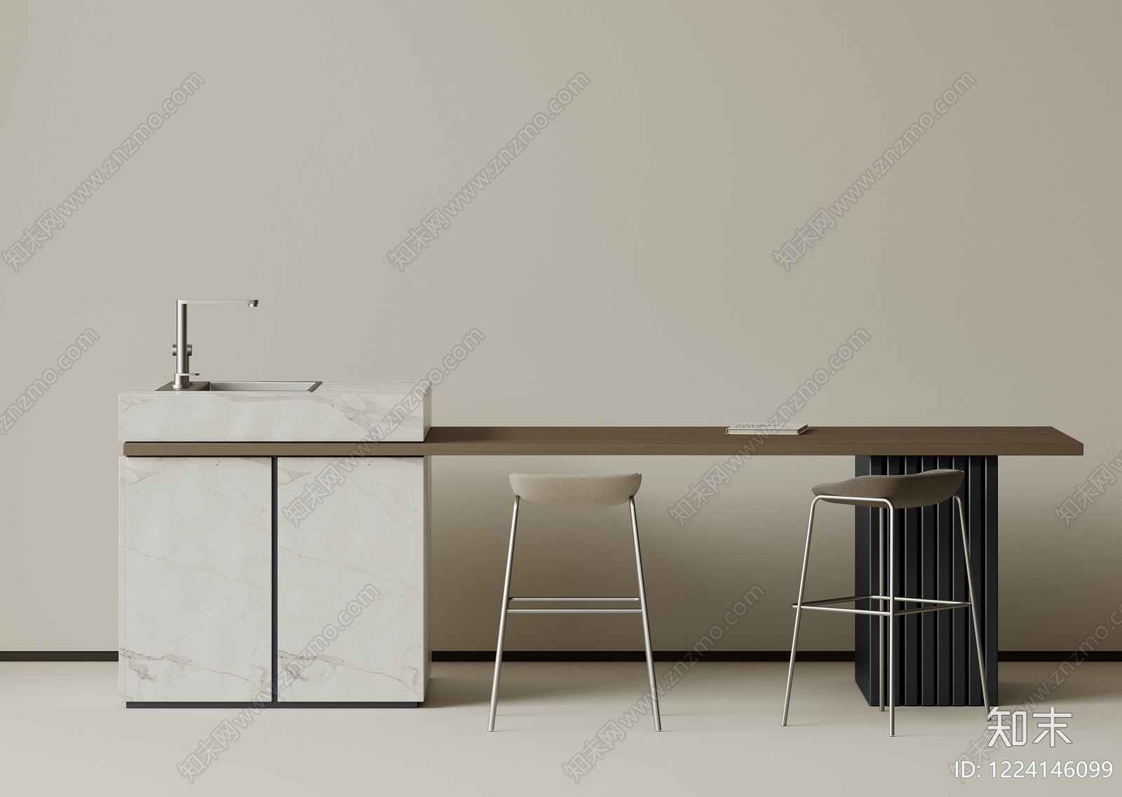 意式极简吧台3D模型下载【ID:1224146099】