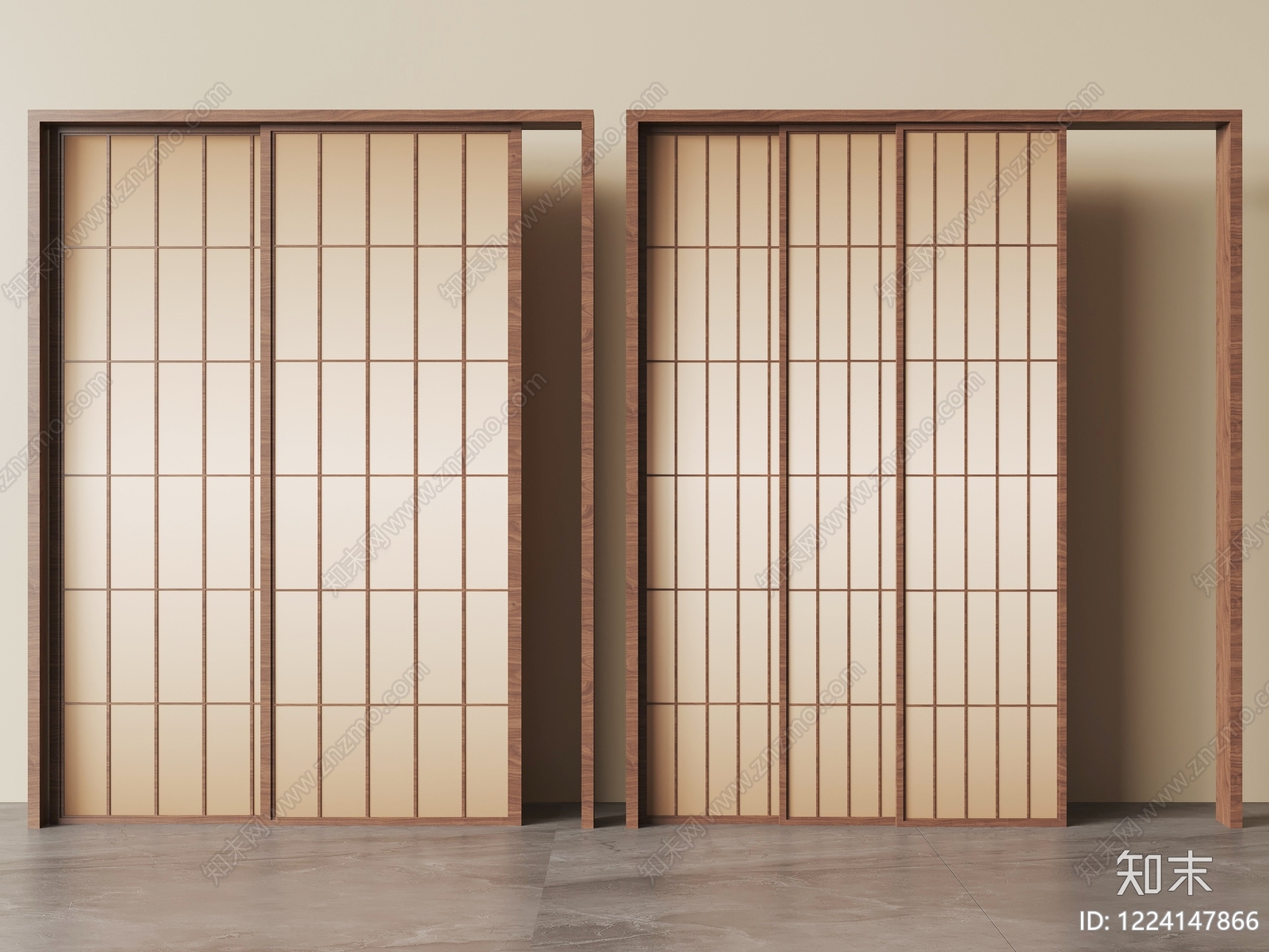 日式推拉门3D模型下载【ID:1224147866】