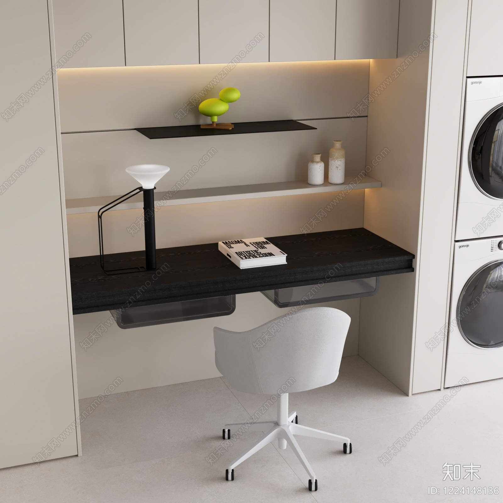极简书桌椅3D模型下载【ID:1224148136】