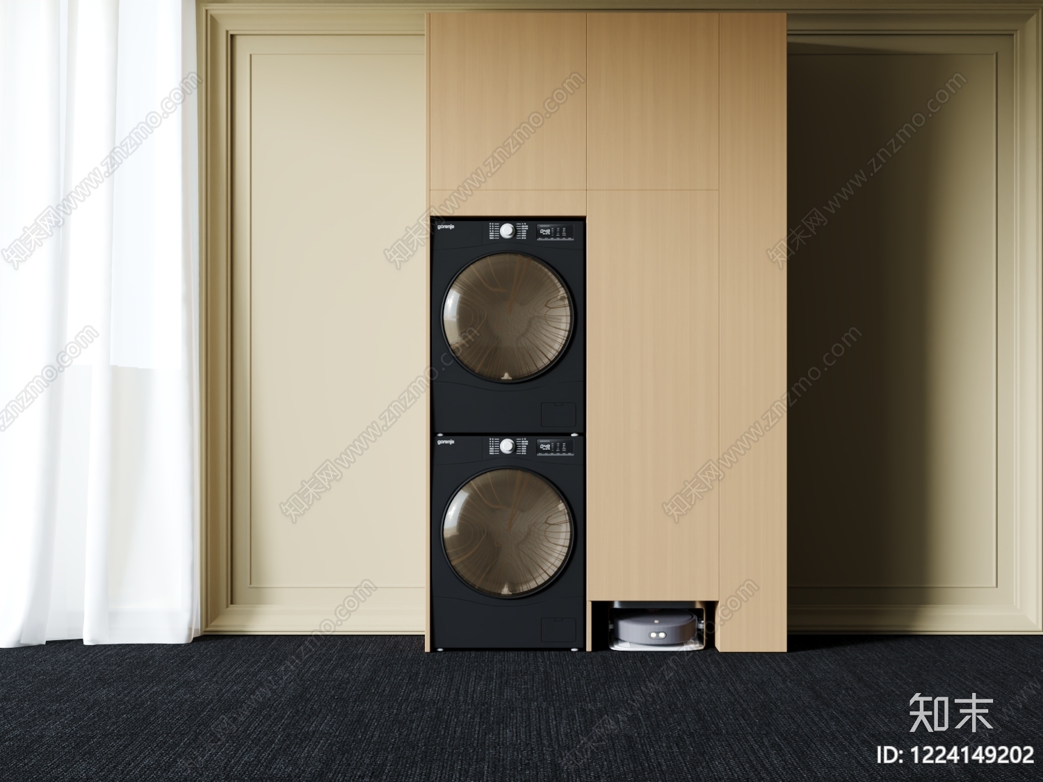 极简洗衣机柜3D模型下载【ID:1224149202】