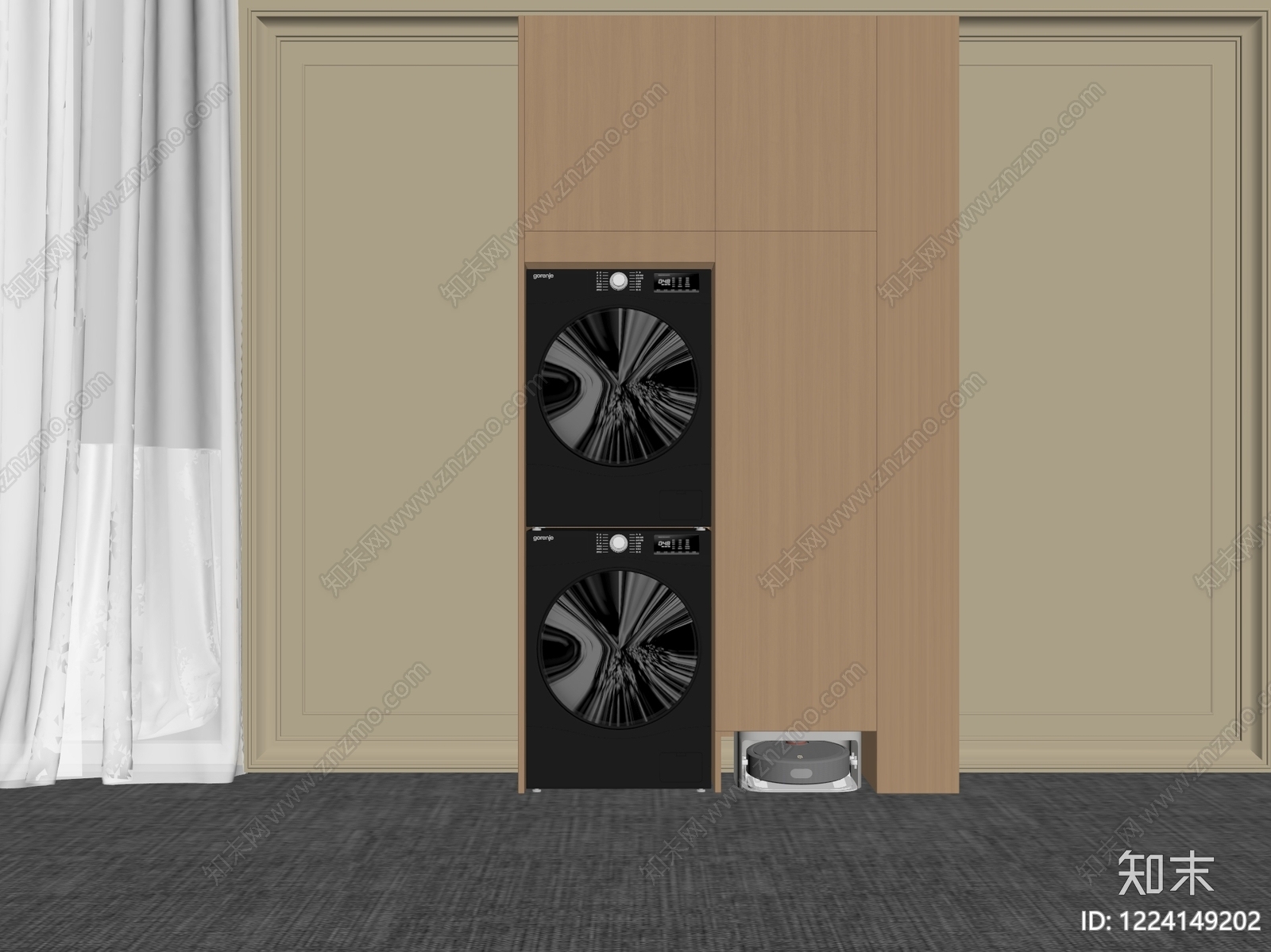 极简洗衣机柜3D模型下载【ID:1224149202】