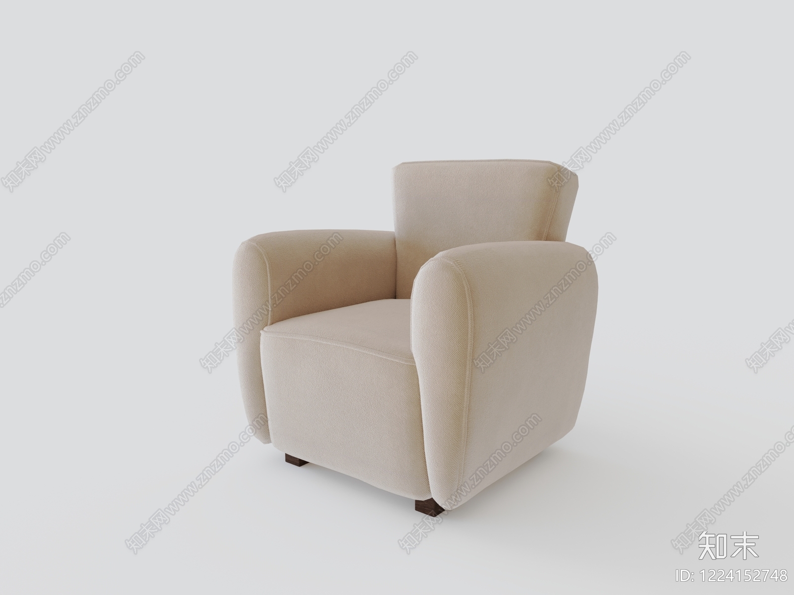 奶油风单人沙发3D模型下载【ID:1224152748】