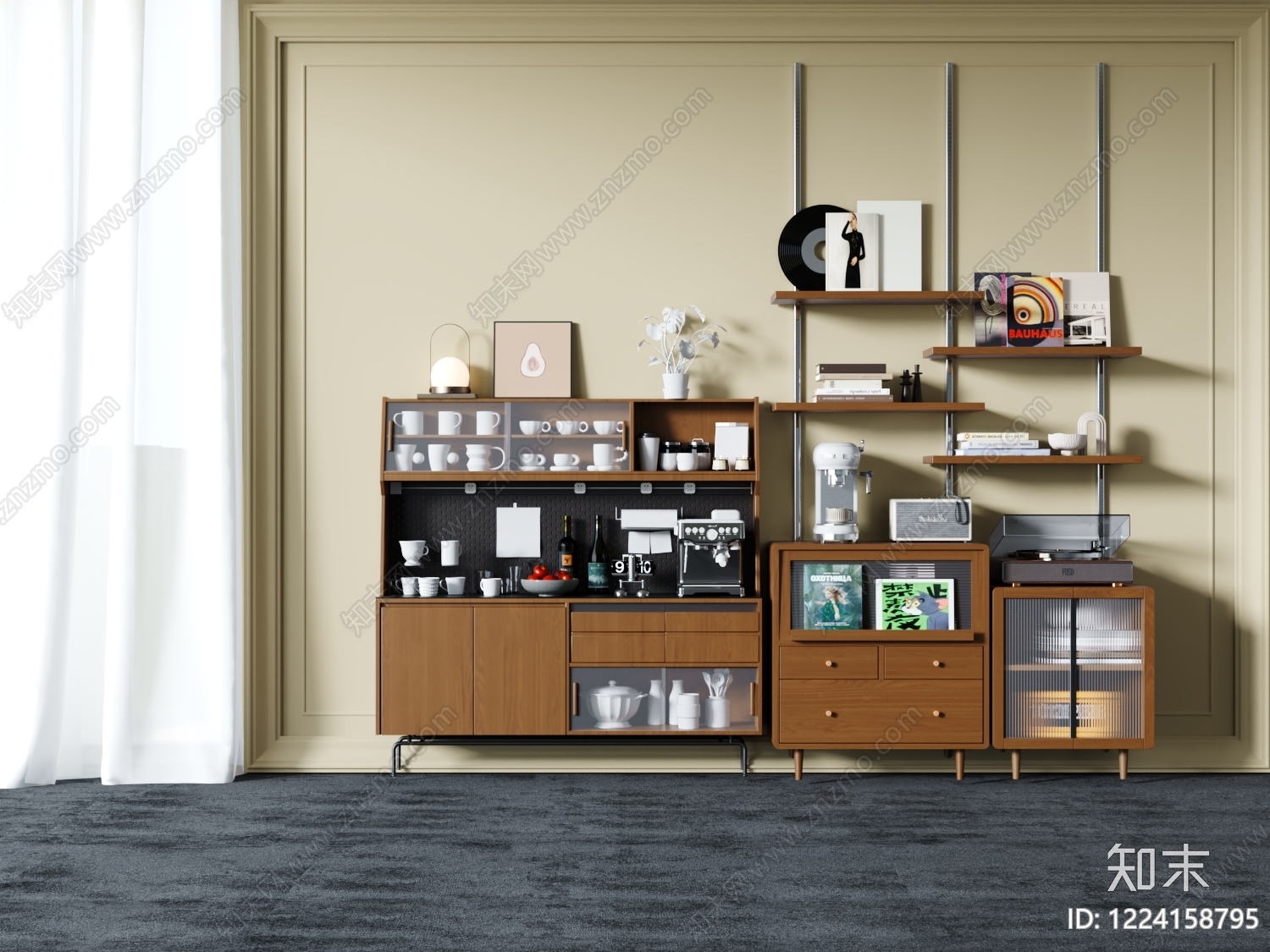 中古风餐边柜SU模型下载【ID:1224158795】
