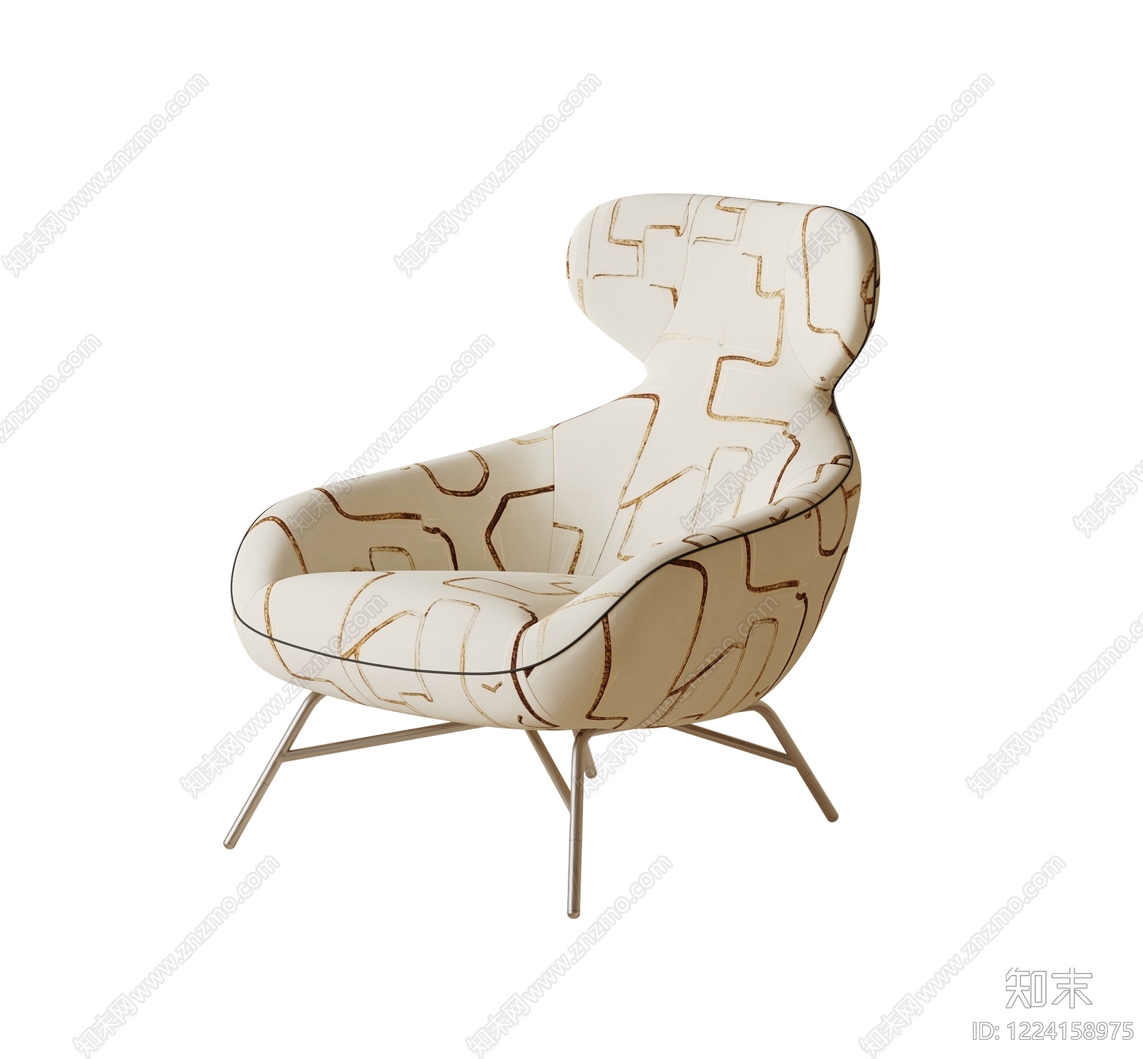 轻奢休闲椅3D模型下载【ID:1224158975】