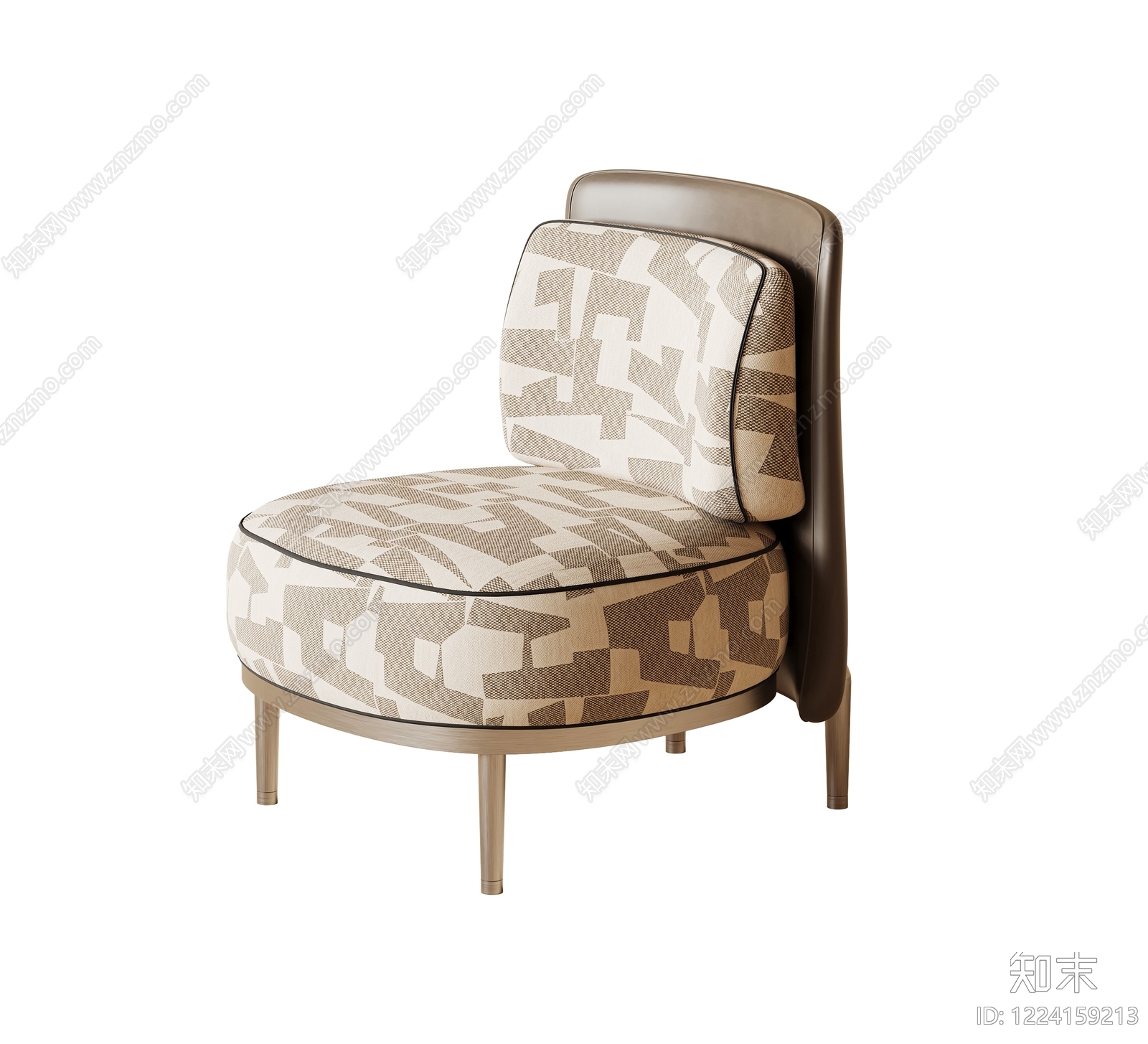 轻奢单人沙发SU模型下载【ID:1224159213】