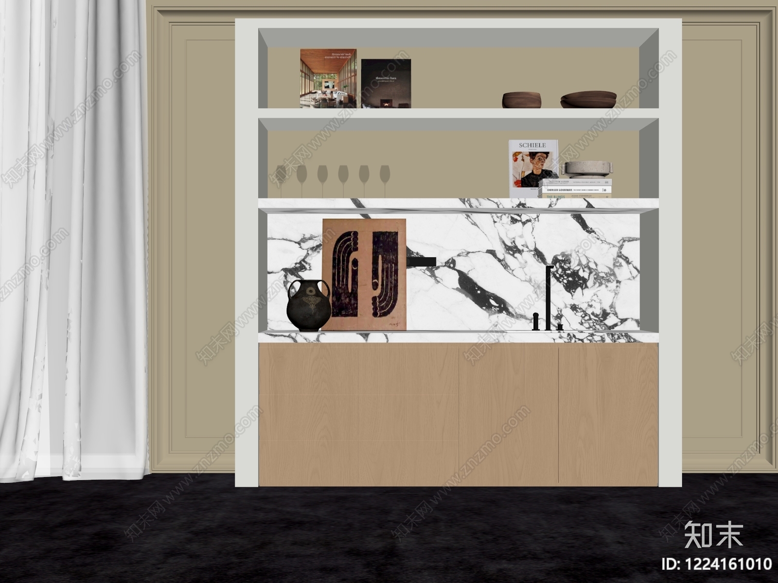 意式极简餐边柜3D模型下载【ID:1224161010】