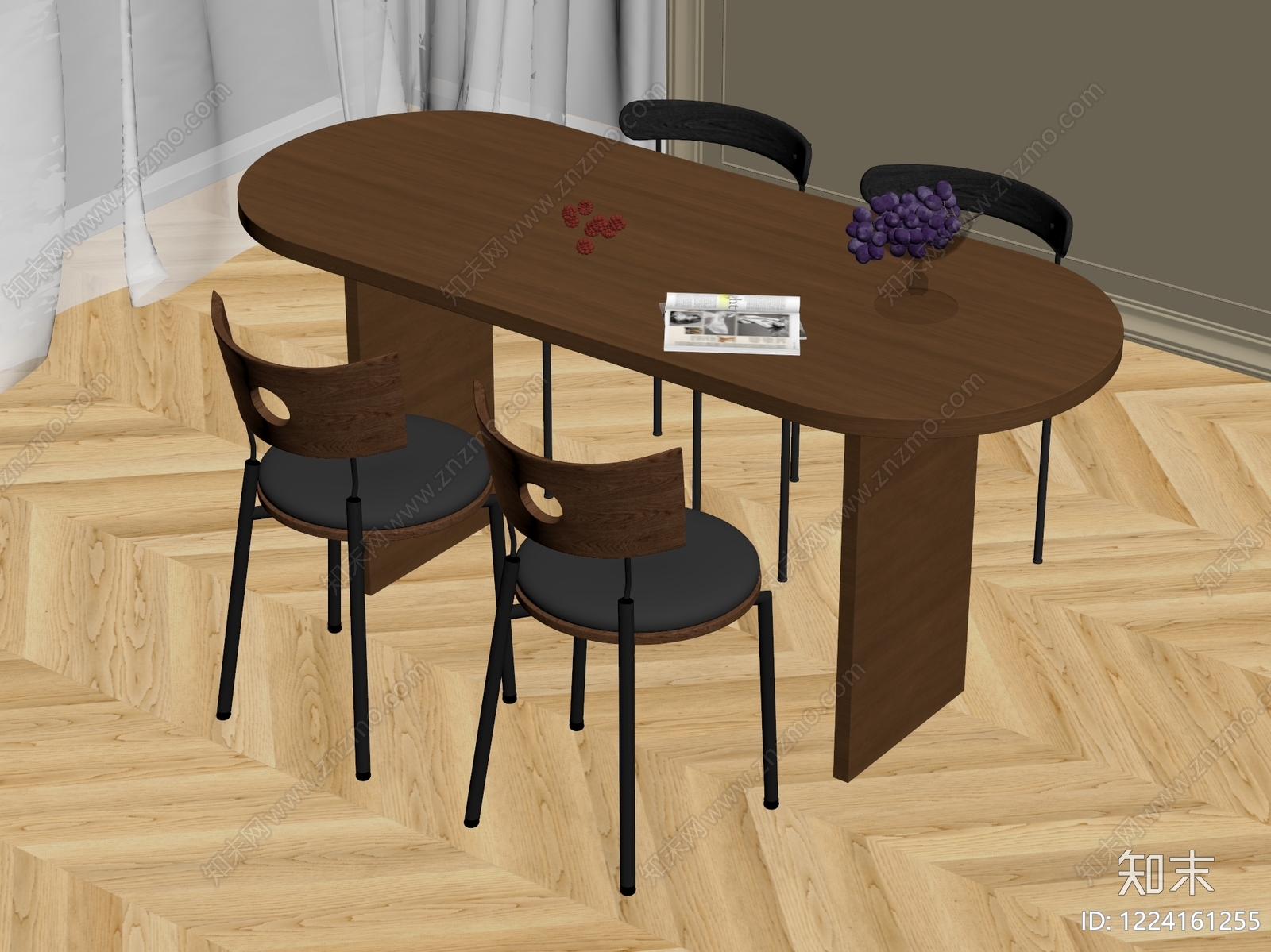 现代简约餐桌椅3D模型下载【ID:1224161255】