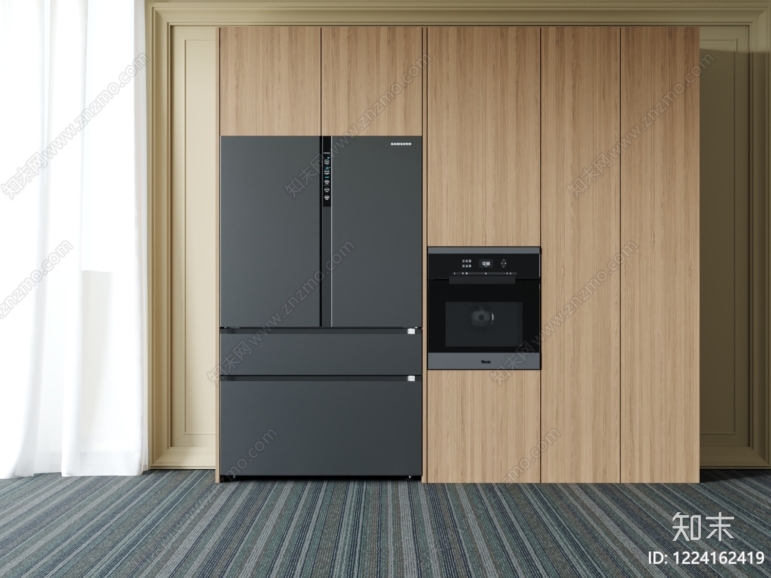 现代简约冰箱柜3D模型渲染效果图