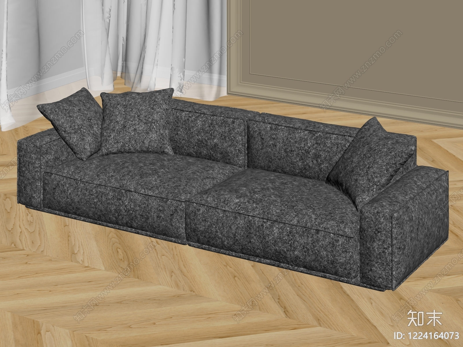 意式极简双人沙发3D模型下载【ID:1224164073】