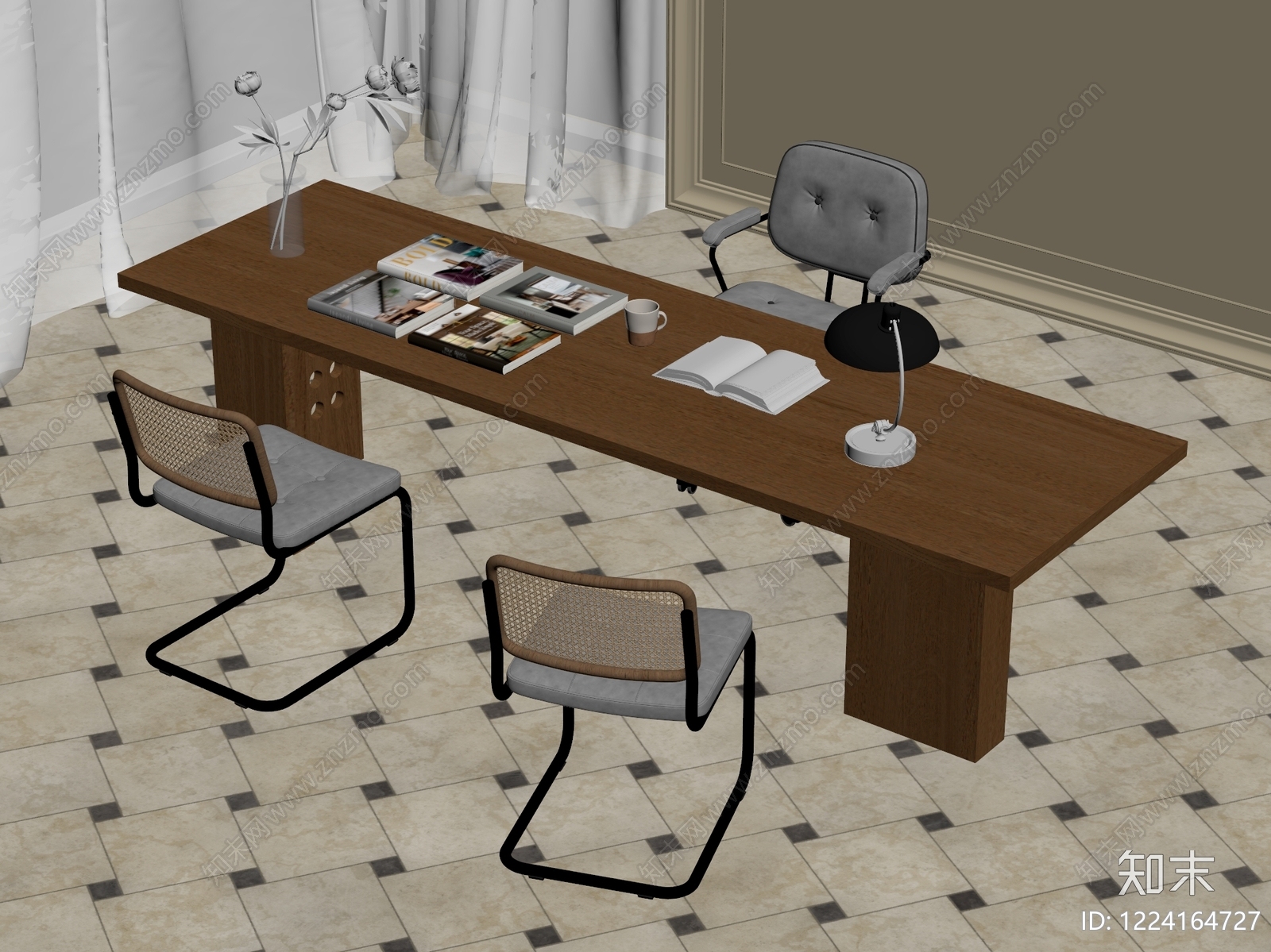 包豪斯办公桌3D模型下载【ID:1224164727】