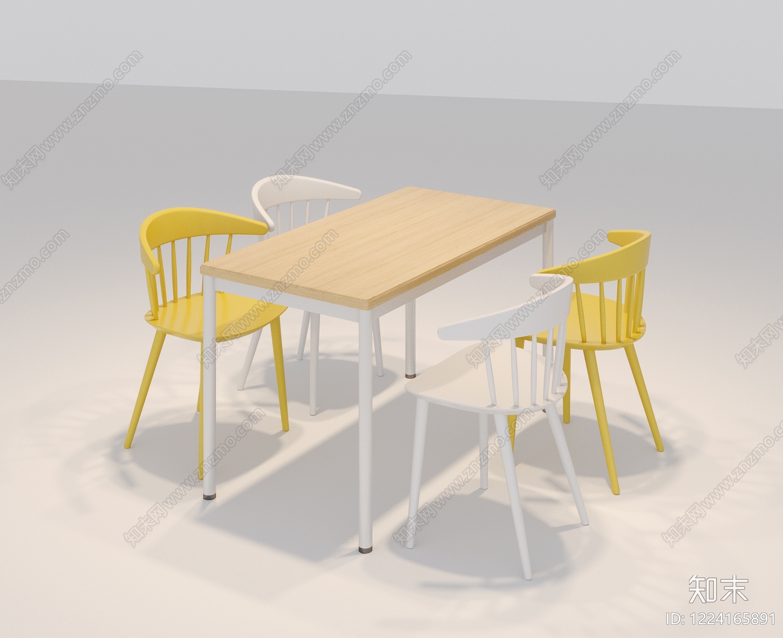北欧餐桌椅3D模型渲染效果图