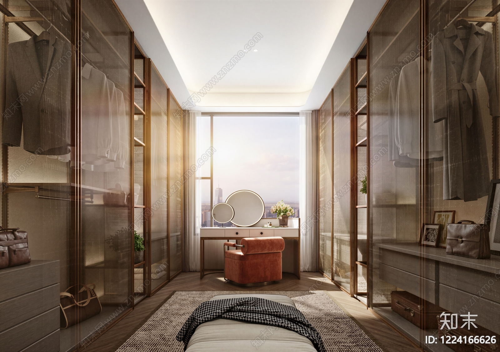 轻奢衣帽间3D模型下载【ID:1224166626】