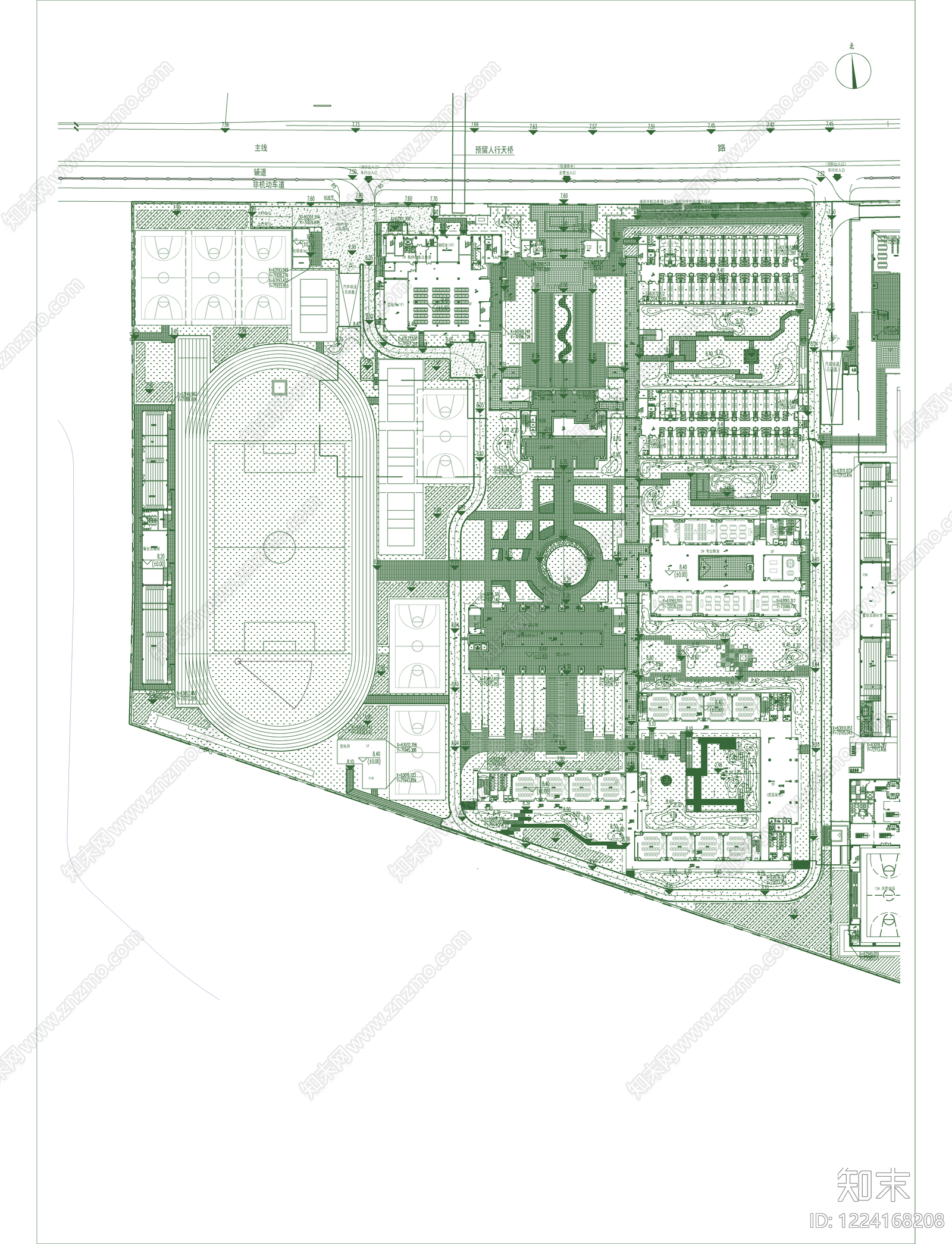中学校园广场cad施工图下载【ID:1224168208】