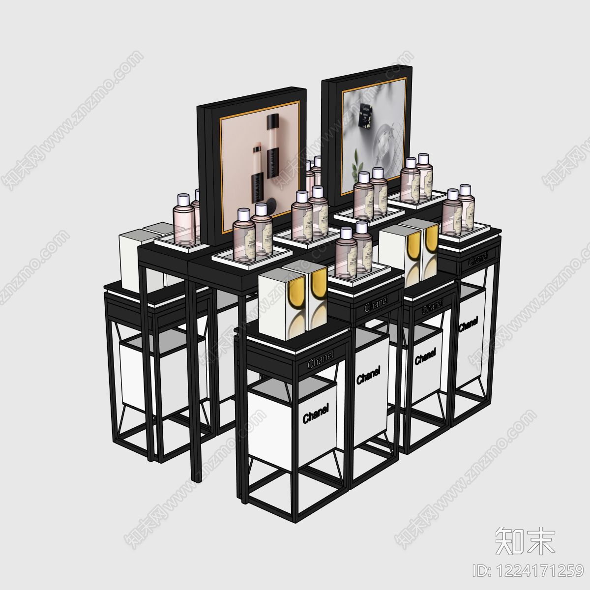 轻奢化妆品展台SU模型下载【ID:1224171259】
