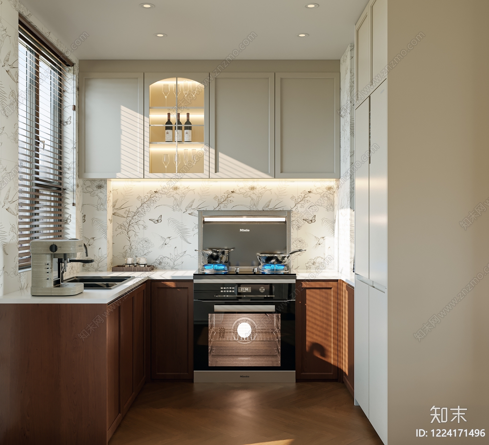 中古风封闭式厨房3D模型下载【ID:1224171496】