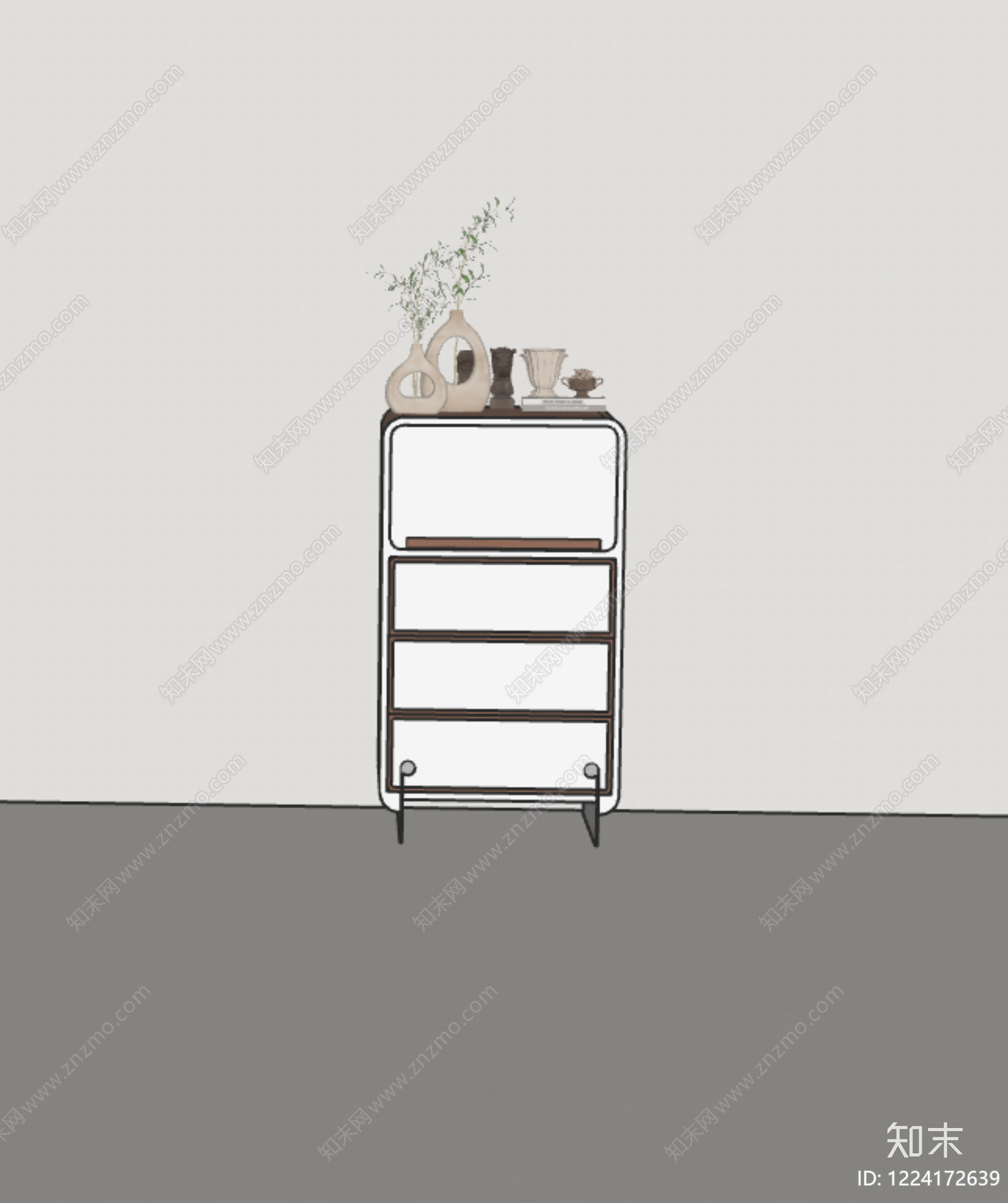 奶油风斗柜3D模型下载【ID:1224172639】