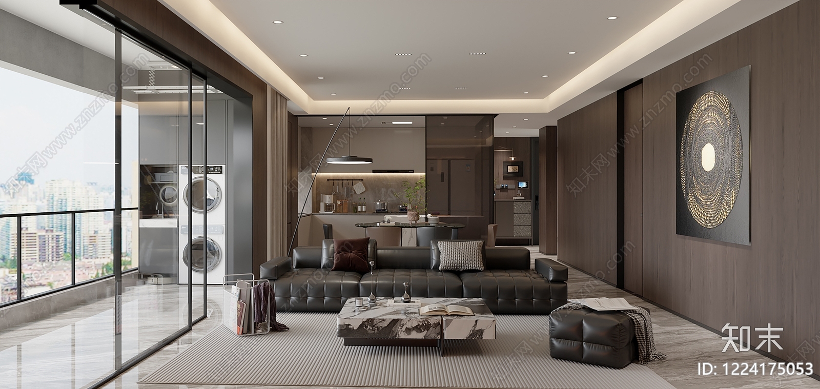 意式极简家居客厅3D模型下载【ID:1224175053】