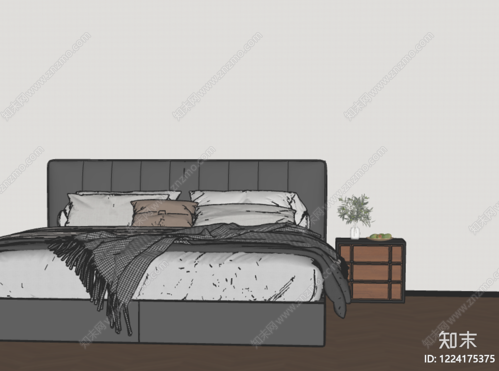 现代简约床头柜3D模型下载【ID:1224175375】