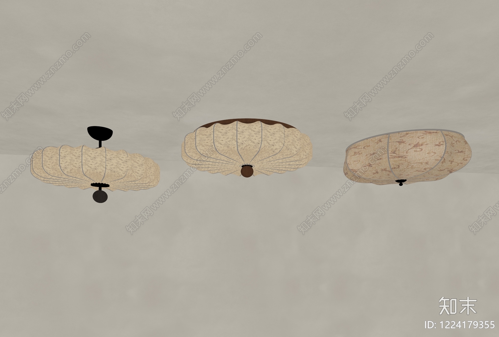 新中式灯具组合3D模型下载【ID:1224179355】