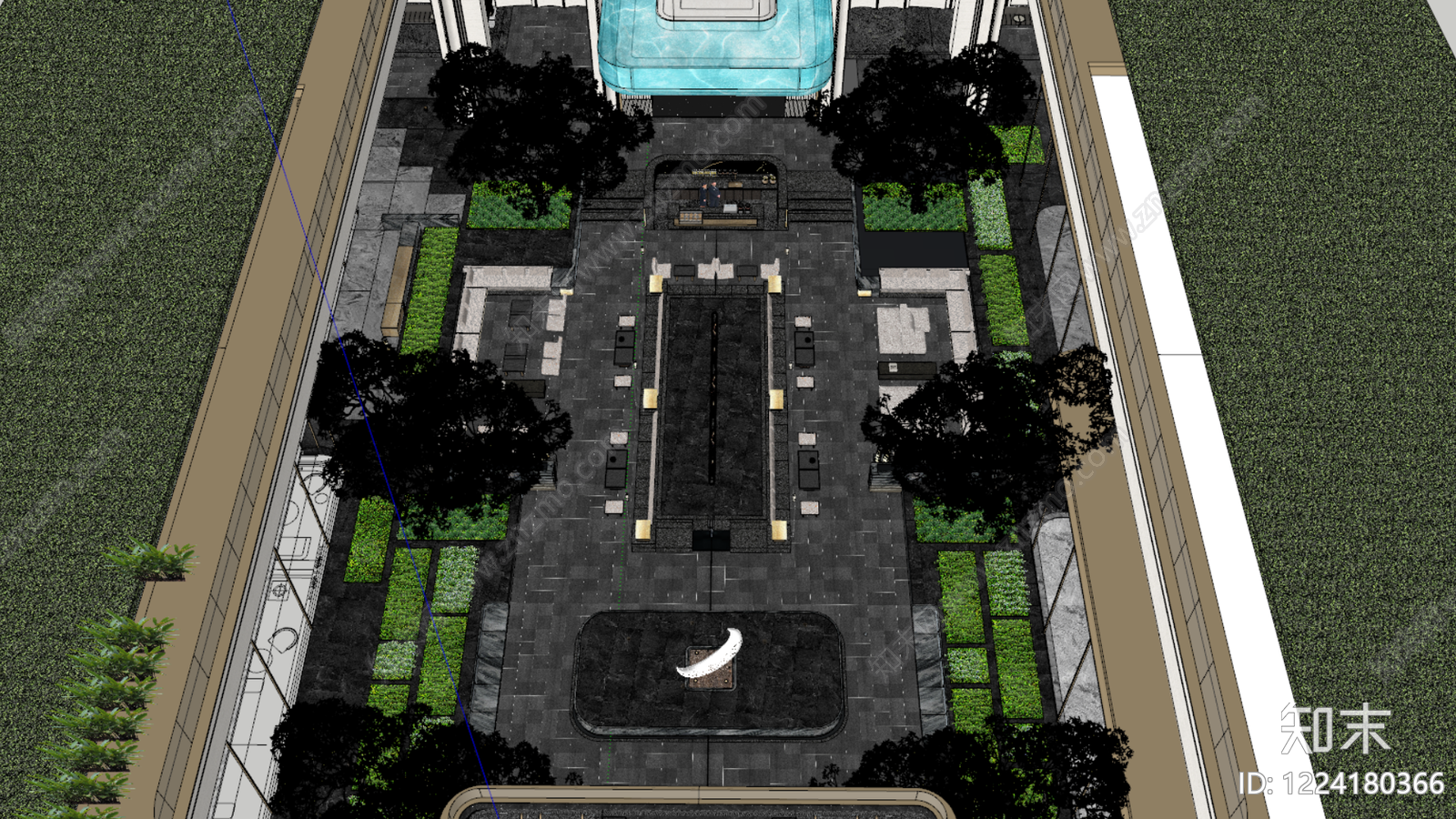 轻奢小区景观SU模型下载【ID:1224180366】