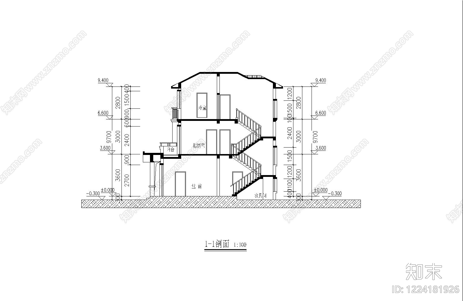 别墅建筑cad施工图下载【ID:1224181926】