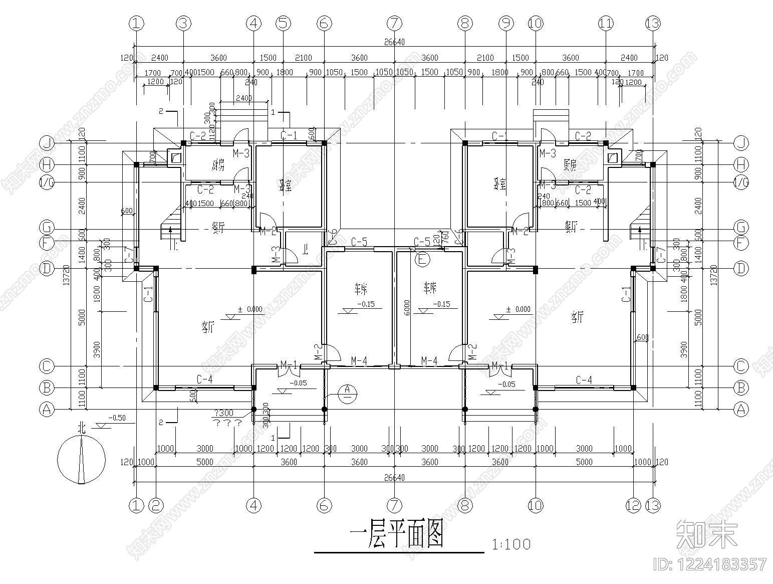 别墅建筑cad施工图下载【ID:1224183357】