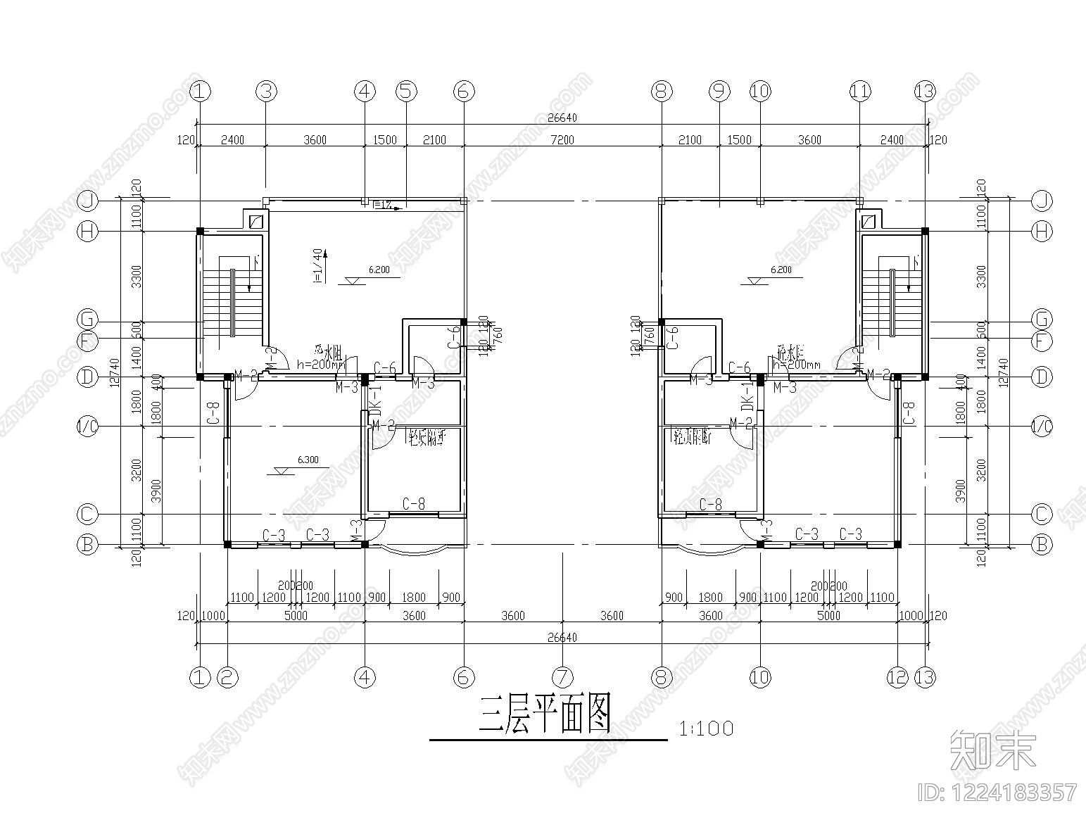 别墅建筑cad施工图下载【ID:1224183357】