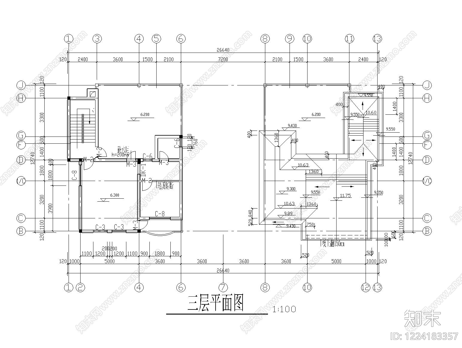 别墅建筑cad施工图下载【ID:1224183357】