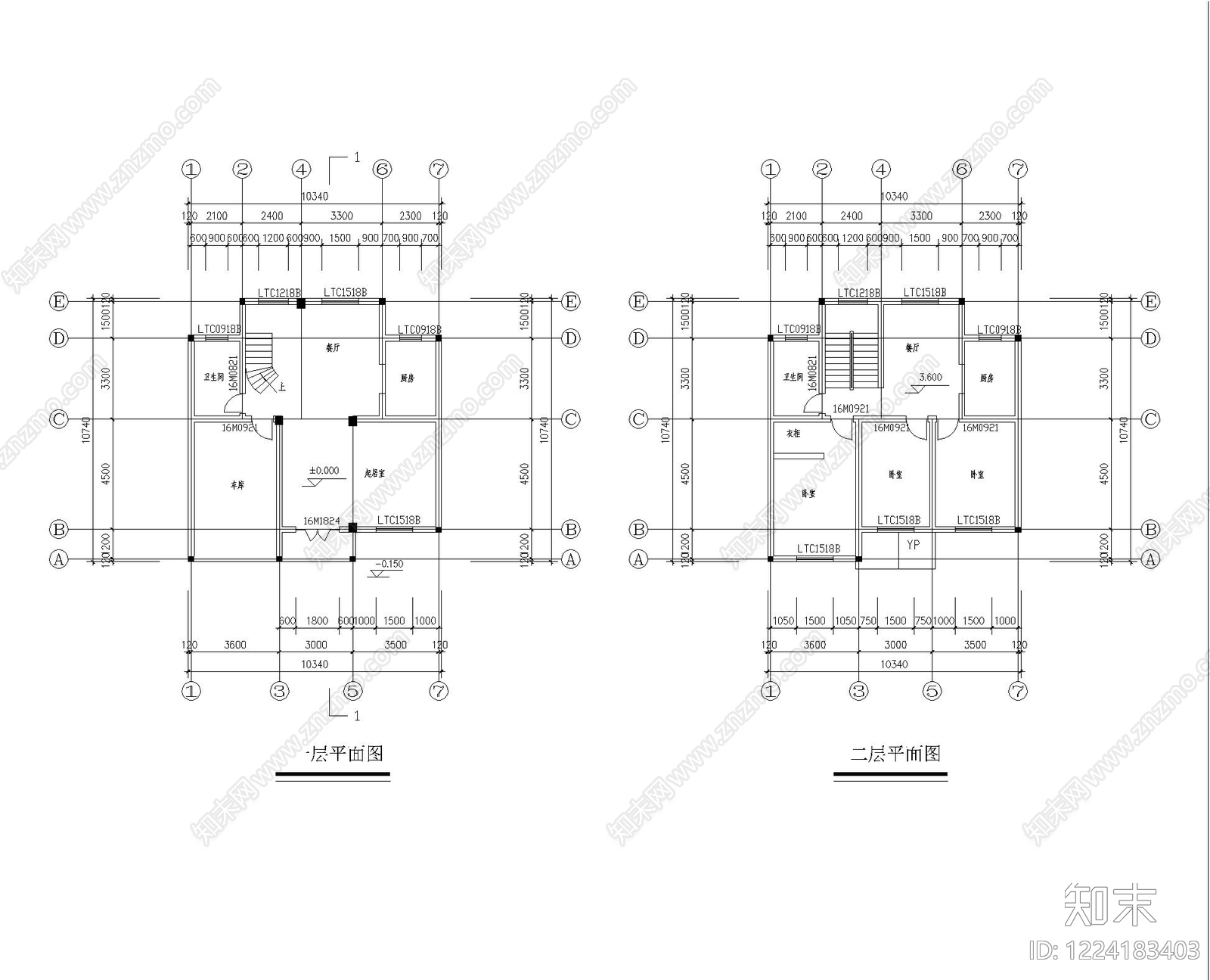 别墅建筑cad施工图下载【ID:1224183403】
