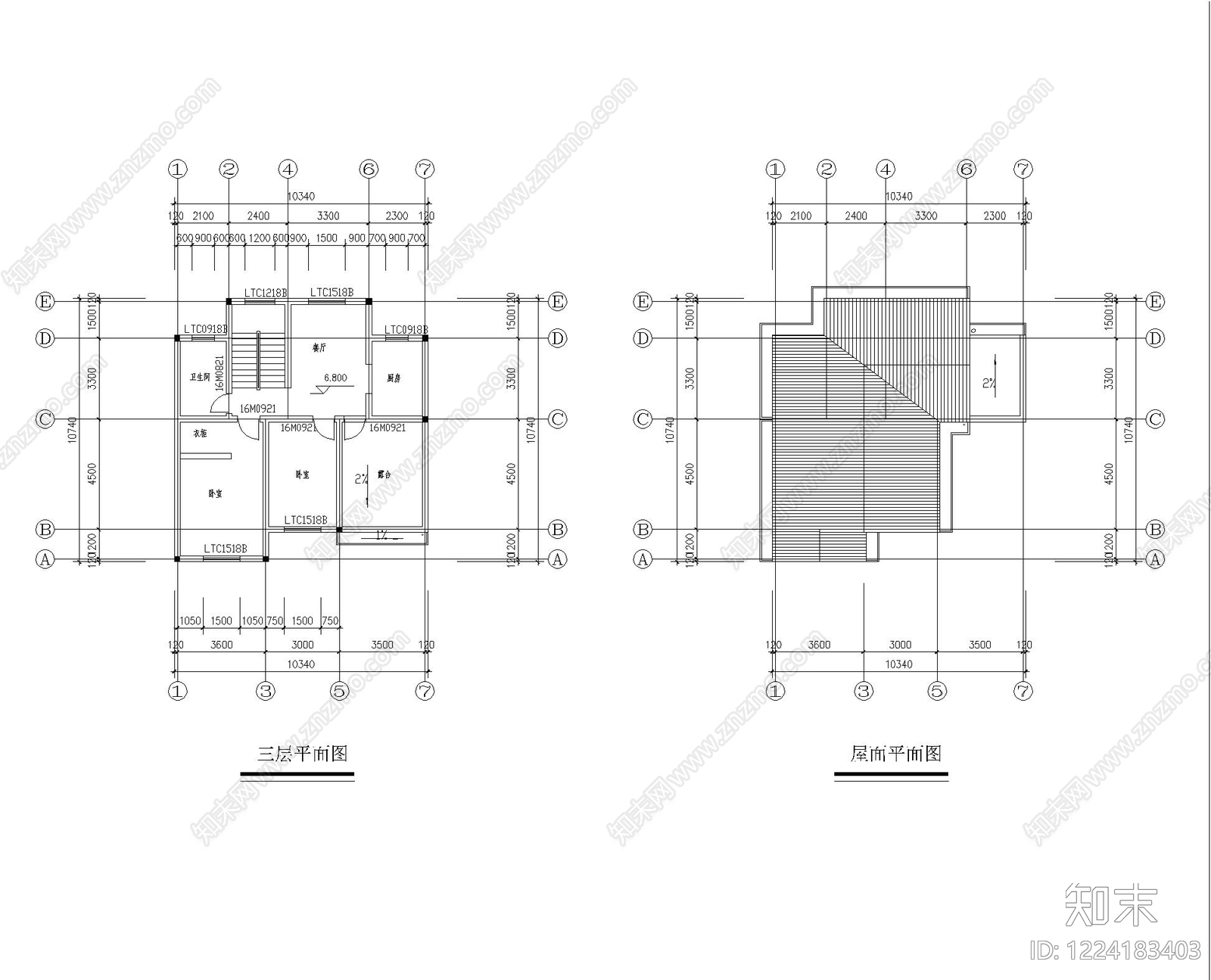 别墅建筑cad施工图下载【ID:1224183403】
