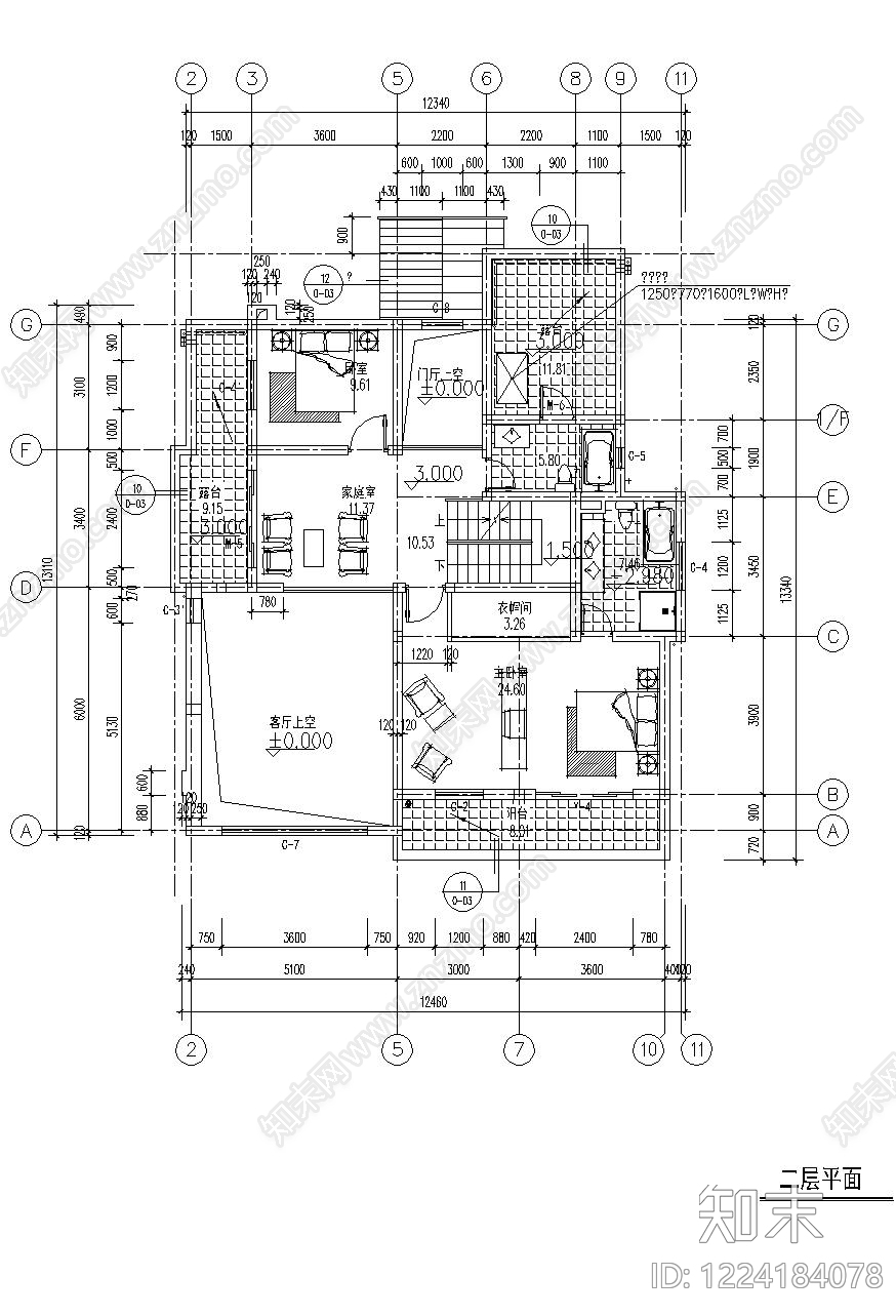 别墅建筑cad施工图下载【ID:1224184078】