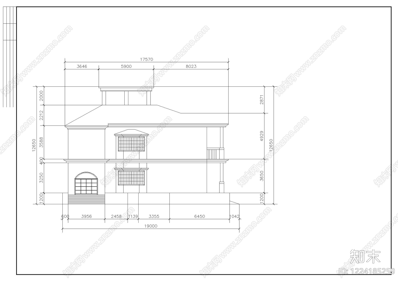 别墅建筑cad施工图下载【ID:1224185259】