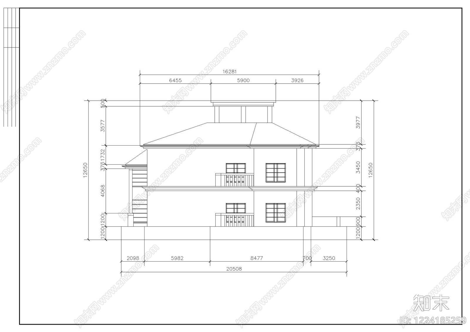 别墅建筑cad施工图下载【ID:1224185259】