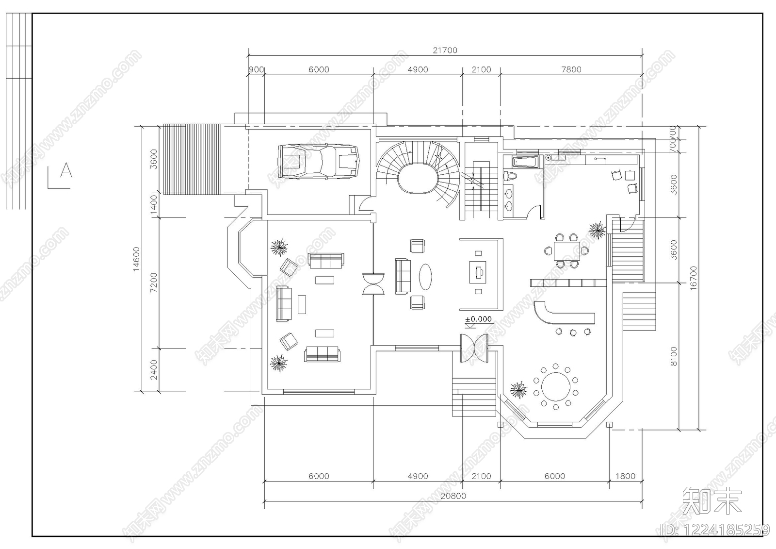 别墅建筑cad施工图下载【ID:1224185259】