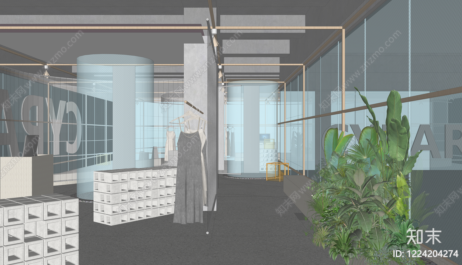 极简服装店SU模型下载【ID:1224204274】