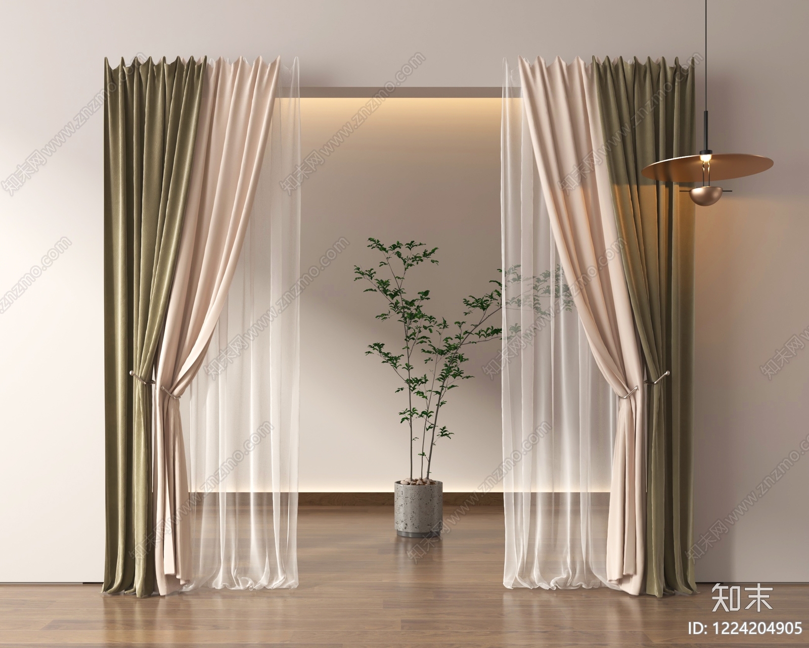 现代简约通用窗帘3D模型下载【ID:1224204905】